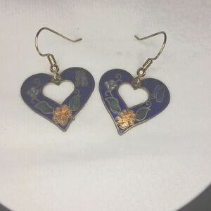 Cut-out Heart Cloisonné earrings - Vintage